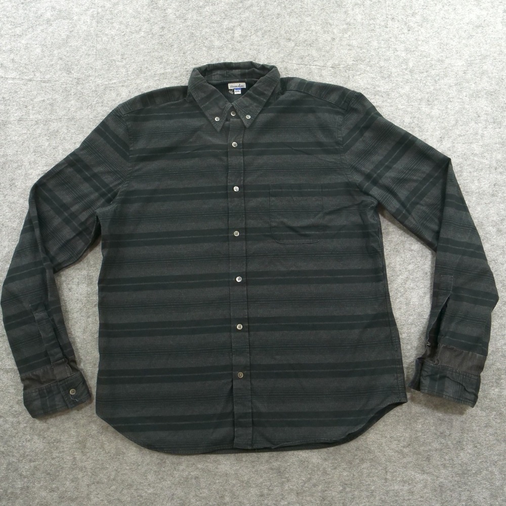 Steven Alan Shirt Mens 2XL XXL Black Button Up Striped Long Sleeve